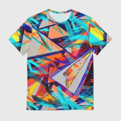 Мужская футболка 3D Яркий неоновый абстрактный узор