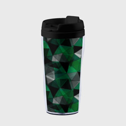 Термокружка-непроливайка Зеленый серый и  черный треугольники