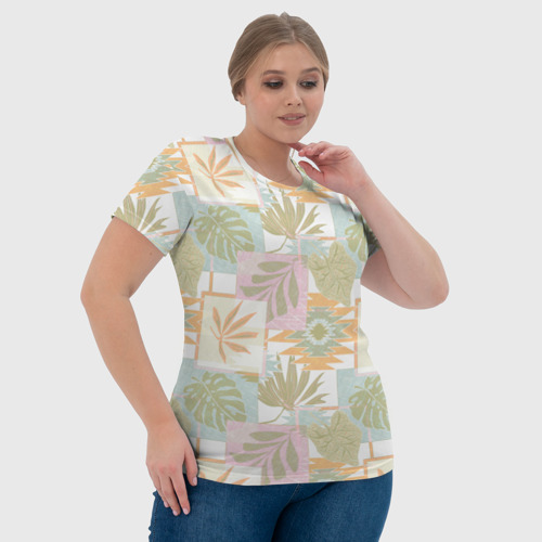 Женская футболка 3D с принтом Этнический, тропический лоскутный, фото #4
