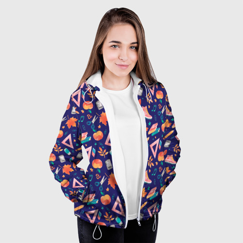 Женская куртка 3D Школьные атрибуты , цвет белый - фото 4