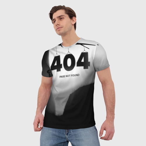 Мужская футболка 3D с принтом 404 - Page not found, фото на моделе #1