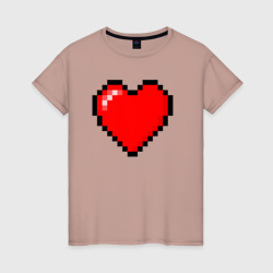 Женская футболка хлопок Пиксельное сердце-здоровье - Красный