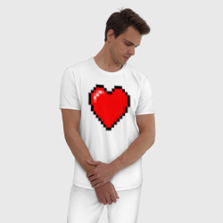 Мужская пижама хлопок Пиксельное сердце-здоровье - Красный - фото 2