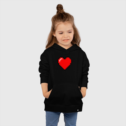 Детская толстовка хлопок Пиксельное сердце-здоровье - Красный, цвет черный - фото 4