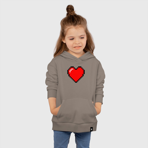 Детская толстовка хлопок с принтом Пиксельное сердце-здоровье - Красный, вид сбоку #3