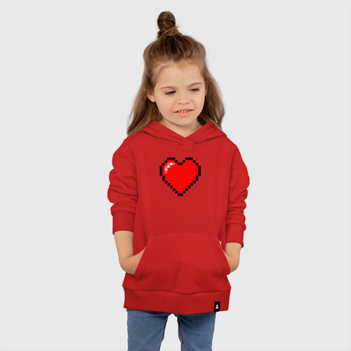 Детская толстовка хлопок Пиксельное сердце-здоровье - Красный, цвет красный - фото 4