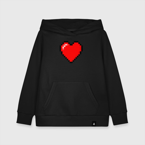 Детская толстовка хлопок Пиксельное сердце-здоровье - Красный, цвет черный