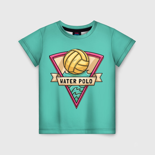 Детская футболка 3D с принтом Водное поло - золотой мяч, вид спереди #2