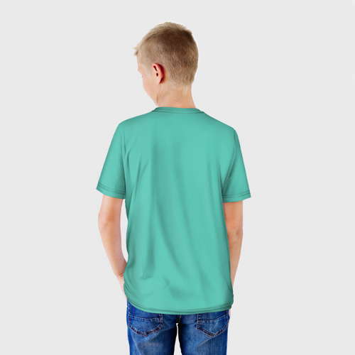 Детская футболка 3D с принтом Водное поло - золотой мяч, вид сзади #2