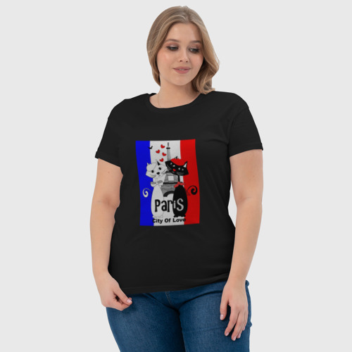 Женская футболка хлопок Paris city of love, цвет черный - фото 6