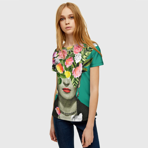 Женская футболка 3D Фрида Кало - Арт Портрет, цвет 3D печать - фото 3