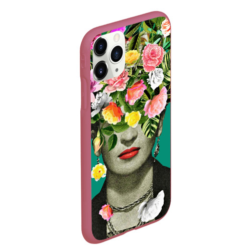 Чехол для iPhone 11 Pro Max матовый Фрида Кало - Арт Портрет, цвет малиновый - фото 3