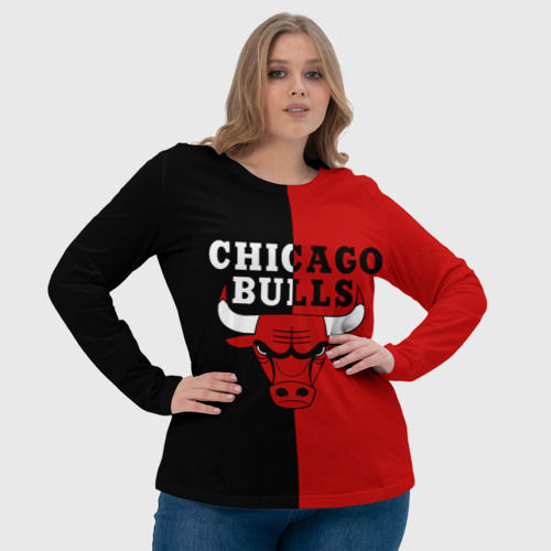 Женский лонгслив 3D Чикаго Буллз black & red, цвет 3D печать - фото 6