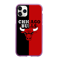 Чехол для iPhone 11 Pro матовый Чикаго Буллз black & red