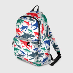 Рюкзак 3D Стая разноцветных акул - паттерн