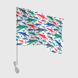 Флаг для автомобиля Стая разноцветных акул - паттерн