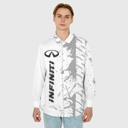 Мужская рубашка oversize 3D Infiniti Speed на светлом фоне со следами шин: по-вертикали - фото 2