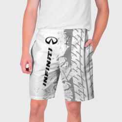 Мужские шорты 3D Infiniti Speed на светлом фоне со следами шин: по-вертикали