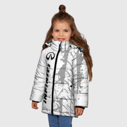 Зимняя куртка для девочек 3D Infiniti Speed на светлом фоне со следами шин: по-вертикали - фото 2