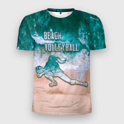 Мужская футболка 3D Slim Beach volleyball ocean theme