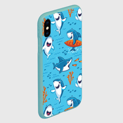 Чехол для iPhone XS Max матовый Прикольные акулята - паттерн - фото 2