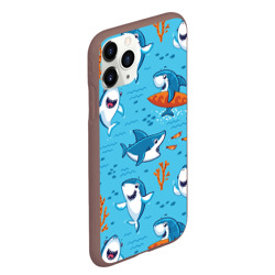 Чехол для iPhone 11 Pro Max матовый Прикольные акулята - паттерн - фото 2