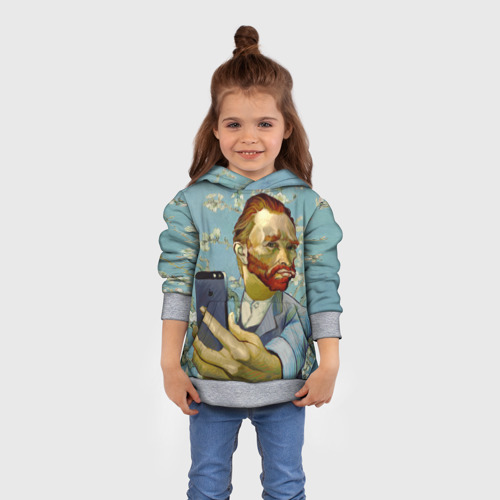 Детская толстовка 3D Ван Гог Селфи - Арт Портрет, цвет меланж - фото 4