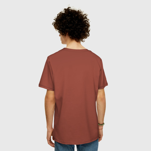Мужская футболка хлопок Oversize с принтом Мотокросс стант, вид сзади #2