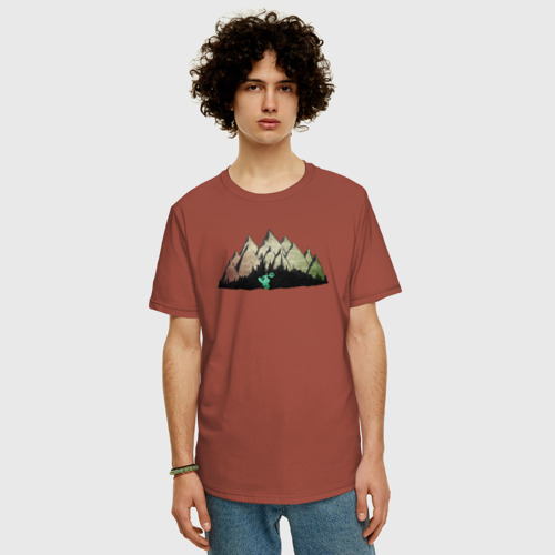 Мужская футболка хлопок Oversize с принтом Мотокросс стант, фото на моделе #1