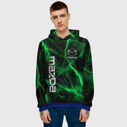 Мужская толстовка 3D Mazda зеленые молнии - фото 2