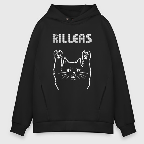 Мужское худи Oversize хлопок The Killers рок кот, цвет черный