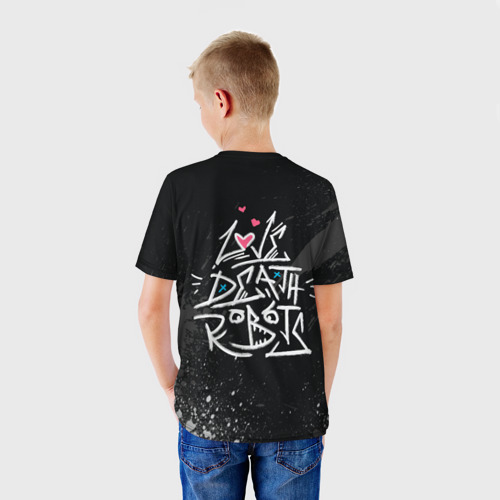 Детская футболка 3D с принтом Граффити в стиле Любовь, смерть и роботы, вид сзади #2