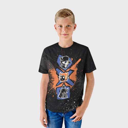 Детская футболка 3D с принтом Граффити в стиле Любовь, смерть и роботы, фото на моделе #1