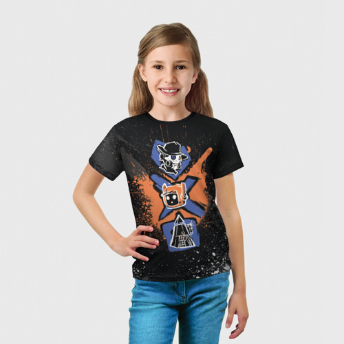 Детская футболка 3D с принтом Граффити в стиле Любовь, смерть и роботы, вид сбоку #3