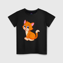 Детская футболка хлопок Оранжевый котик сидит и смотрит