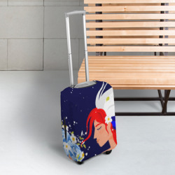 Чехол для чемодана 3D Русская девушка с триколором на волосах - фото 2