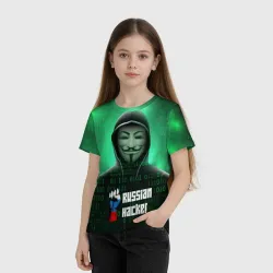 Детская футболка 3D Russian hacker anonymous green - фото 2