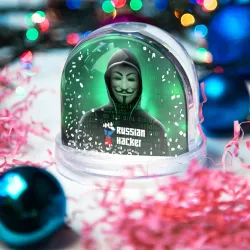Игрушка Снежный шар Russian hacker anonymous green - фото 2