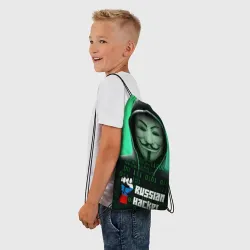 Рюкзак-мешок 3D Russian hacker anonymous green - фото 2