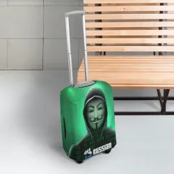 Чехол для чемодана 3D Russian hacker anonymous green - фото 2
