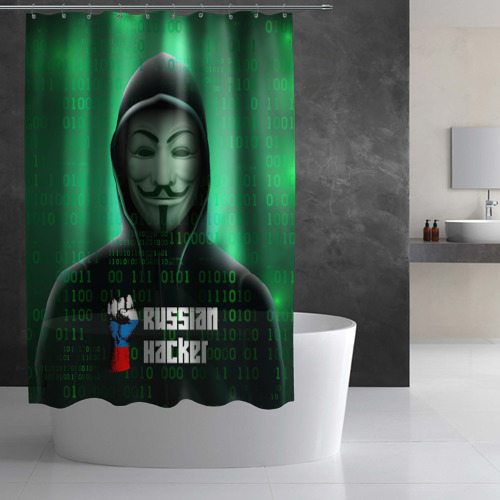 Штора 3D для ванной Russian hacker green - фото 2