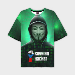 Мужская футболка oversize 3D Russian hacker green