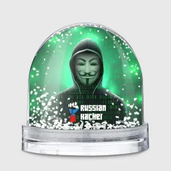 Игрушка Снежный шар Russian hacker anonymous green