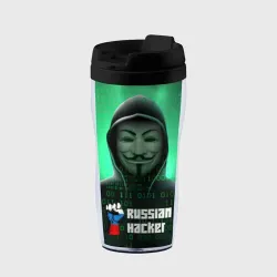 Термокружка-непроливайка Russian hacker anonymous green