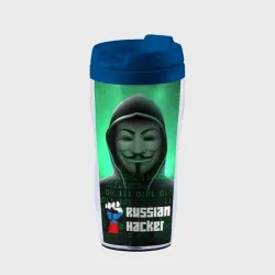 Термокружка-непроливайка Russian hacker anonymous green