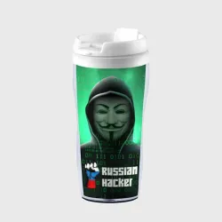 Термокружка-непроливайка Russian hacker anonymous green