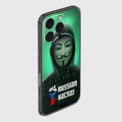 Чехол для iPhone 16 Pro силиконовый с защитой камеры Russian hacker anonymous green - фото 2