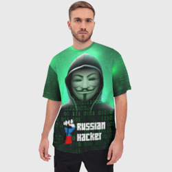 Мужская футболка oversize 3D Russian hacker green - фото 2