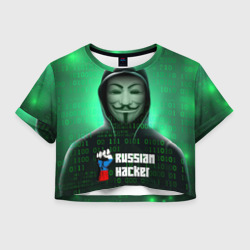 Женская футболка Crop-top 3D Russian hacker green