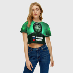 Женская футболка Crop-top 3D Russian hacker green - фото 2